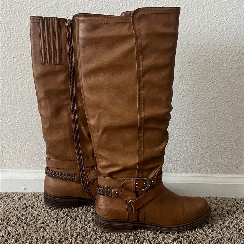 XOXO Brown Leather Knee-High Boots